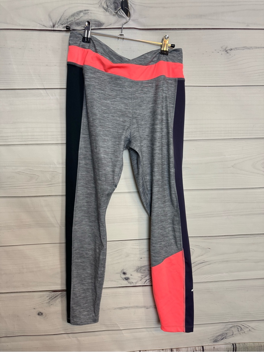 Nike Dri-Fit Active Colorblock Leggings - Gray and Coral